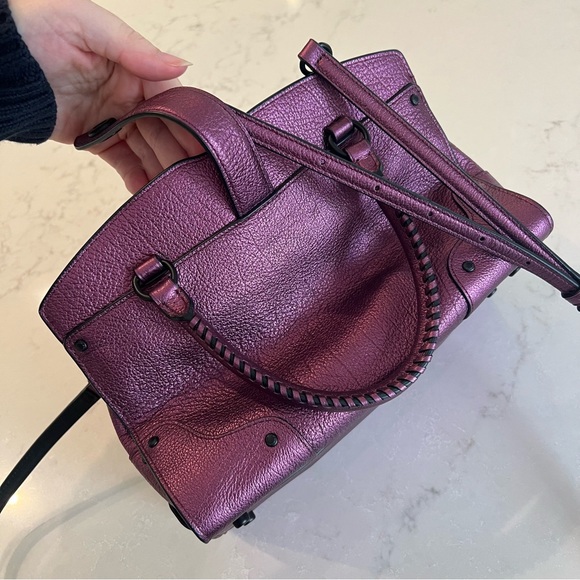 Coach Metallic Plum Star-Studded Mercer Satchel - Picture 4 of 12